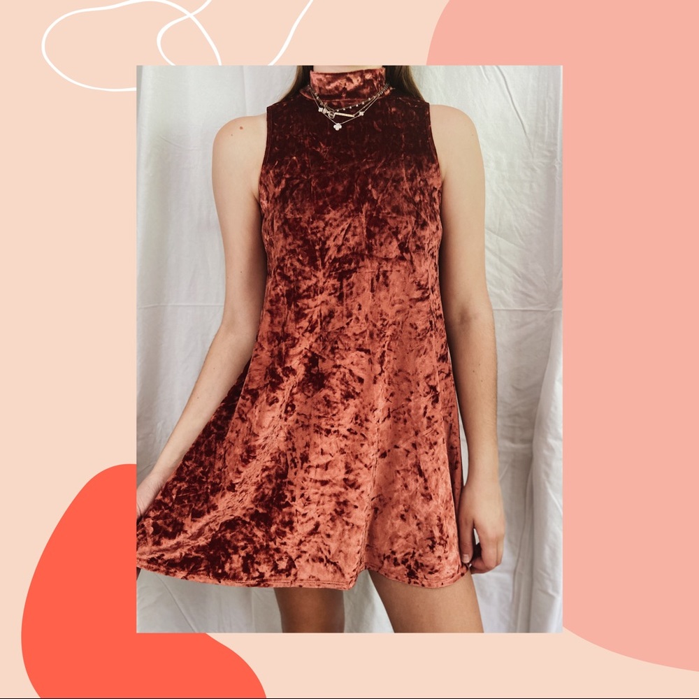 Crushed red velvet dress